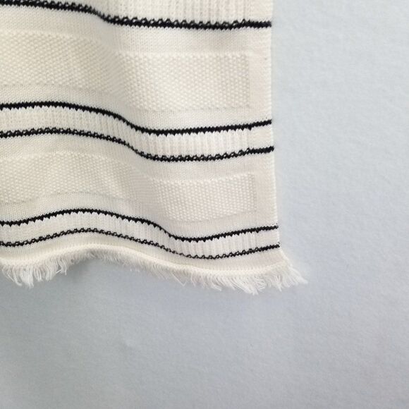 Talbots Women's Sweater Shawl Size M/L Poncho Knit Cape Fringe Blue White - Picture 5 of 9